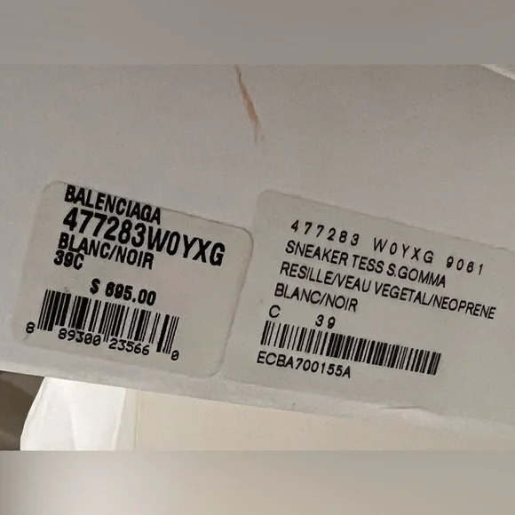 Balenciaga Blanc Noir /White Sneakers 39 / 8.5 - Picture 13 of 16